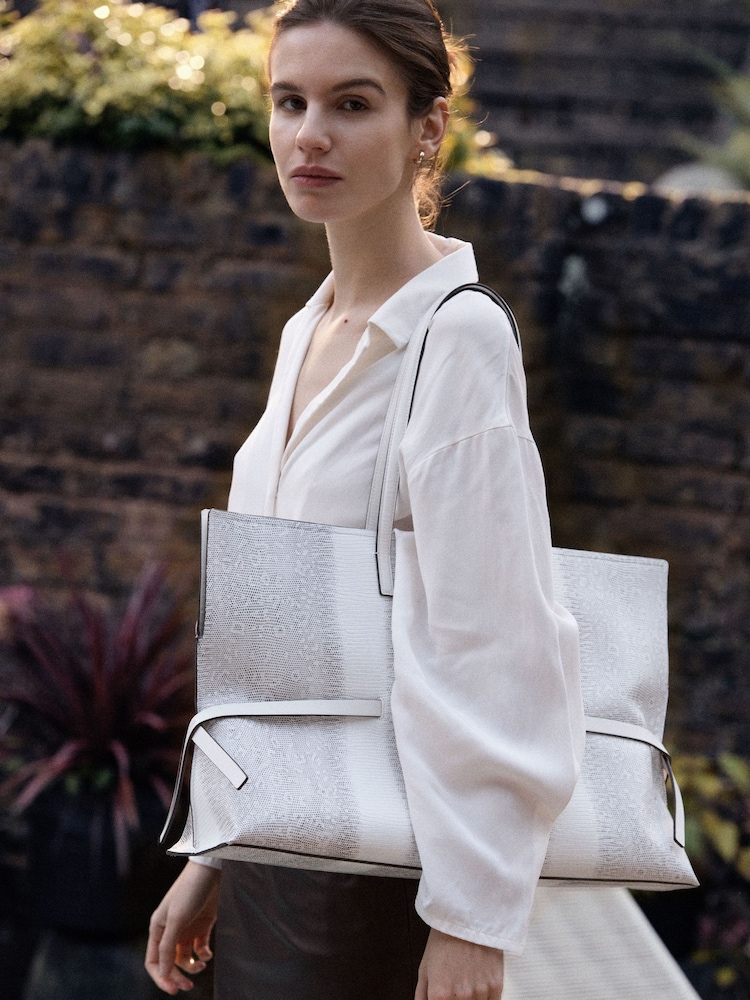 Radley Fleet Street Faux Lizard Large Open Top Shoulder White Bag - Image 1 of 5