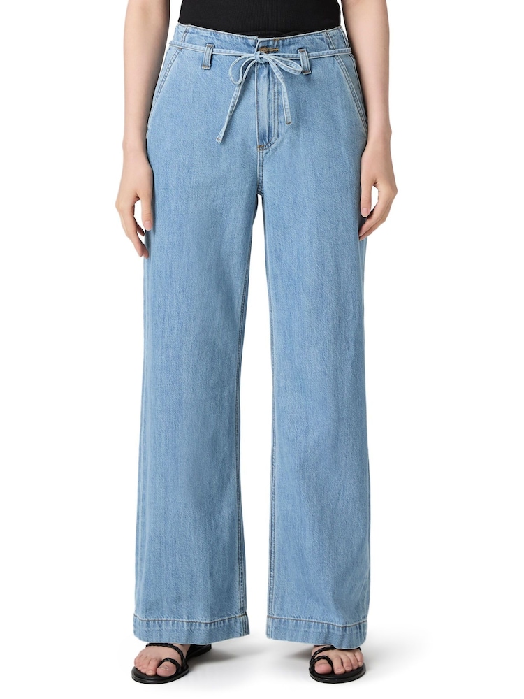 PAIGE Blue Wide Leg Denim Jeans Sasha Wide Leg Jean - Stefania Distressed - PAIGE main image 4