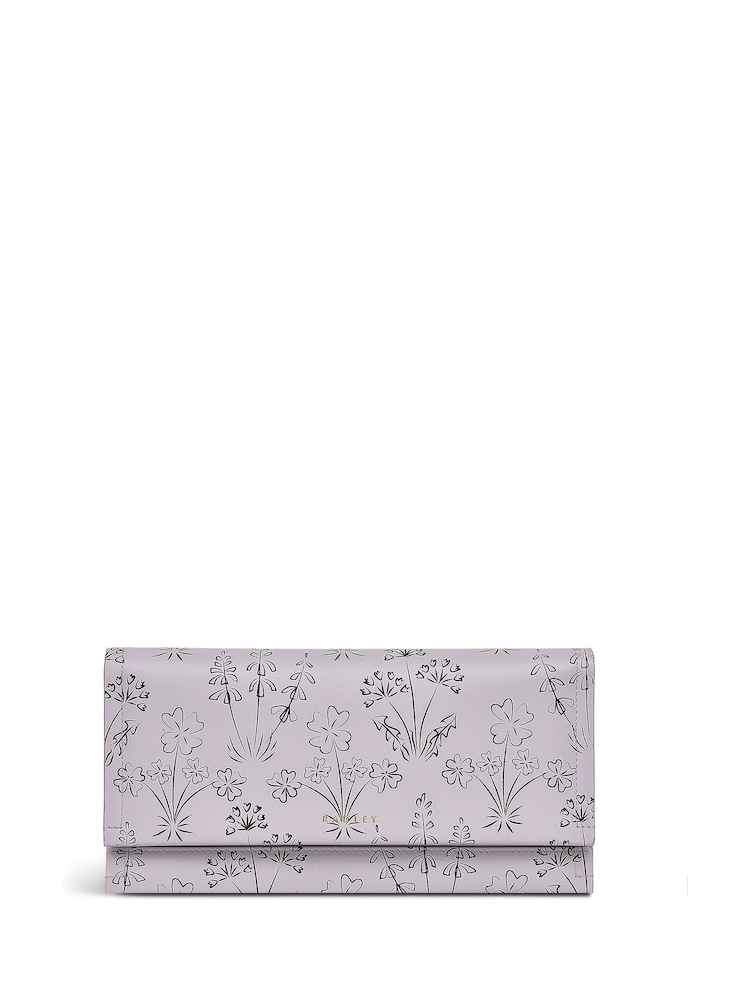 Radley Large Purple Wild Flower Print Flapover Purse - Image 1 of 4