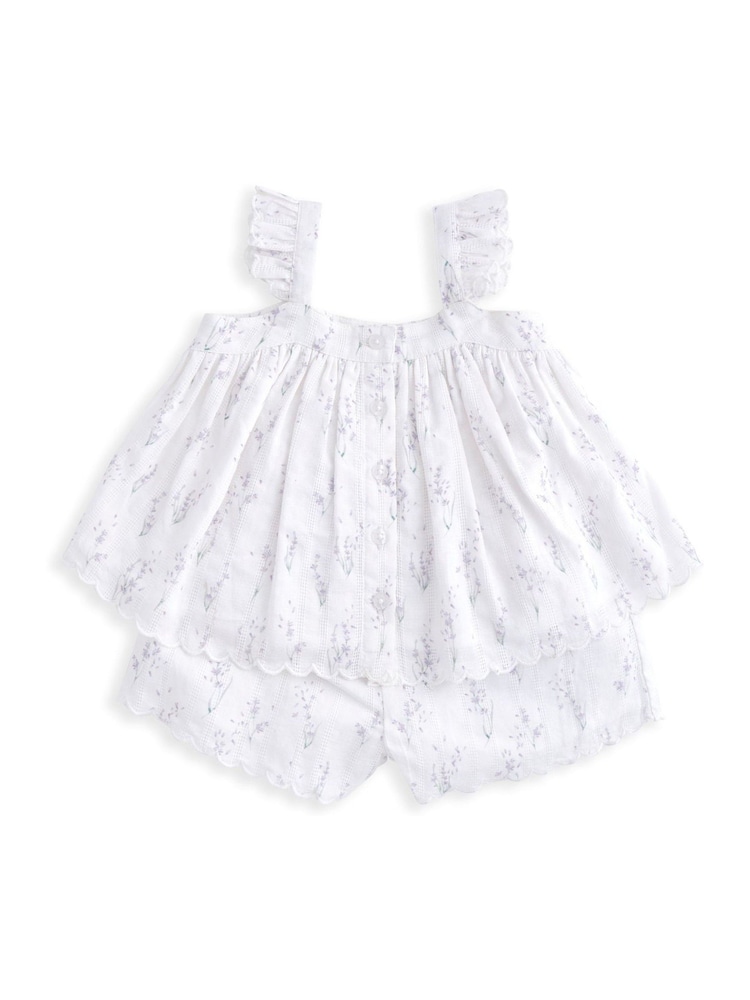Mamas & Papas Lavender Print Woven 100% Cotton Dress - Image 1 of 3