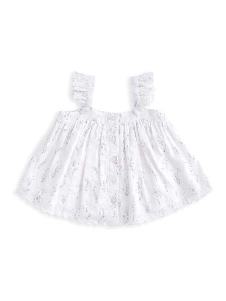 Mamas & Papas Lavender Print Woven 100% Cotton Dress - Image 2 of 3