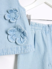 طقم من فستان وربطة شعر قطن 100% للبنات من River Island - صورة 5 من 6