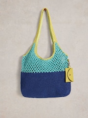 White Stuff Blue Christe Crochet Shopper Bag - Image 1 of 4