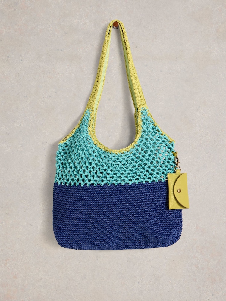 White Stuff Blue Christe Crochet Shopper Bag - Image 1 of 4
