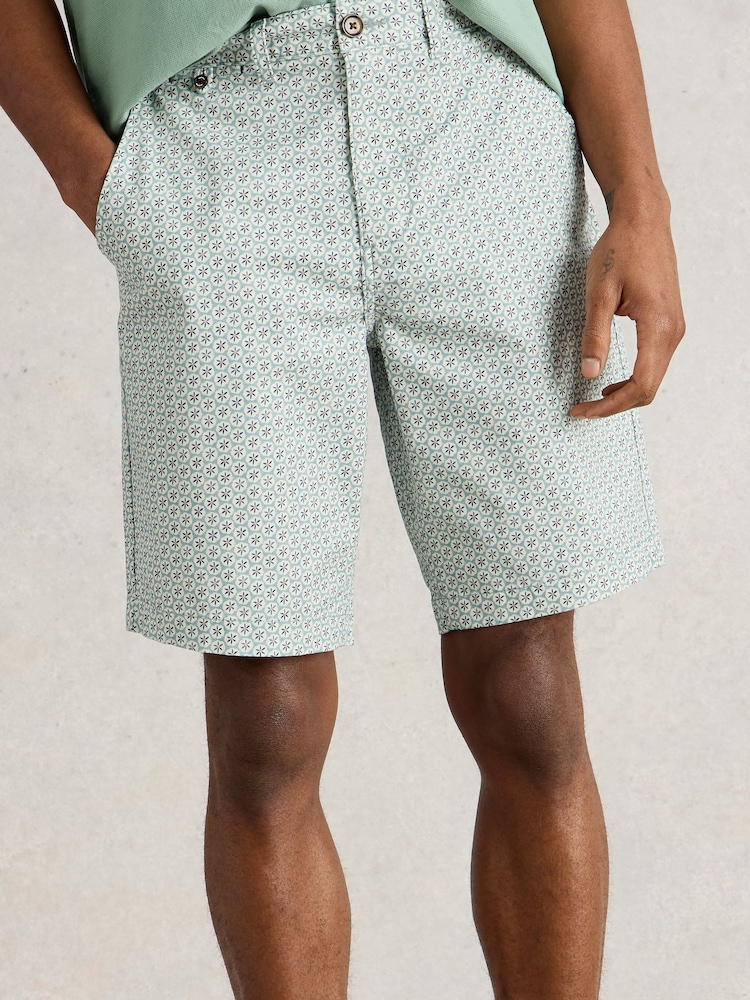 White Stuff Blue Geo Printed Chino Shorts - Image 3 of 4