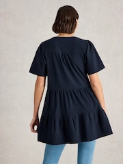 White Stuff Blue Maria Mix 100% Organic Cotton Tunic - Image 2 of 4