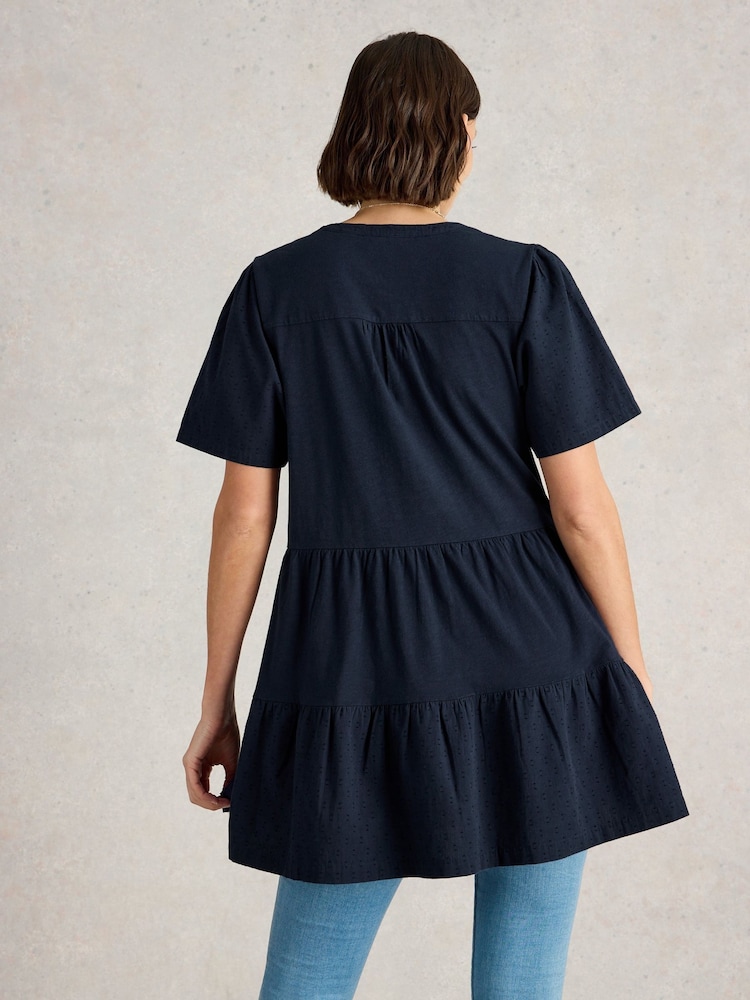 White Stuff Blue Maria Mix 100% Organic Cotton Tunic - Image 2 of 4