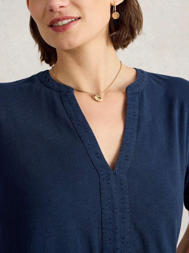 White Stuff Blue Maria Mix 100% Organic Cotton Tunic - Image 4 of 4