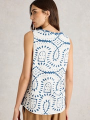 White Stuff Blue 100% Cotton Lola Vest - Image 2 of 6