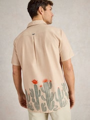 White Stuff Natural Hayle Cactus 100% Cotton Printed Shirt - Image 3 of 7