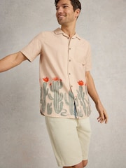 White Stuff Natural Hayle Cactus 100% Cotton Printed Shirt - Image 4 of 7