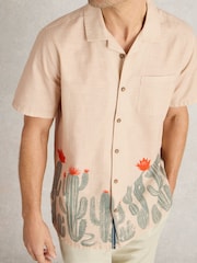 White Stuff Natural Hayle Cactus 100% Cotton Printed Shirt - Image 5 of 7