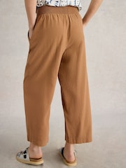 White Stuff Brown Shelly Linen Blend Culotte Trousers - Image 2 of 6