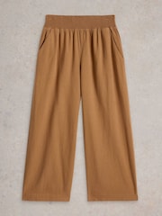 White Stuff Brown Shelly Linen Blend Culotte Trousers - Image 5 of 6