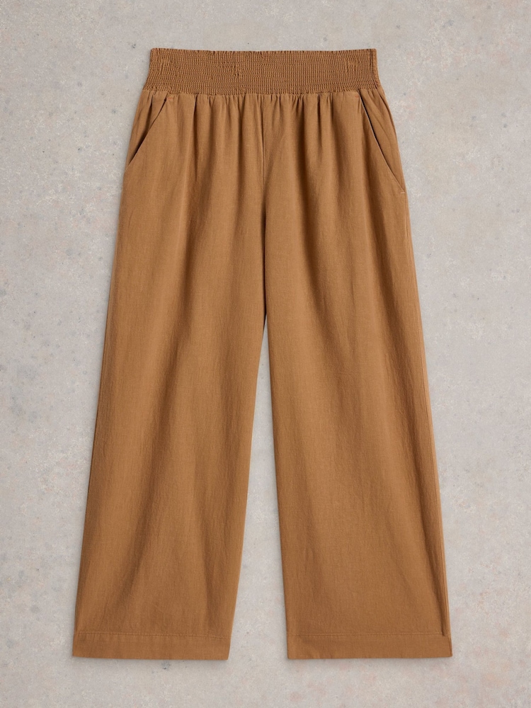 White Stuff Brown Shelly Linen Blend Culotte Trousers - Image 5 of 6