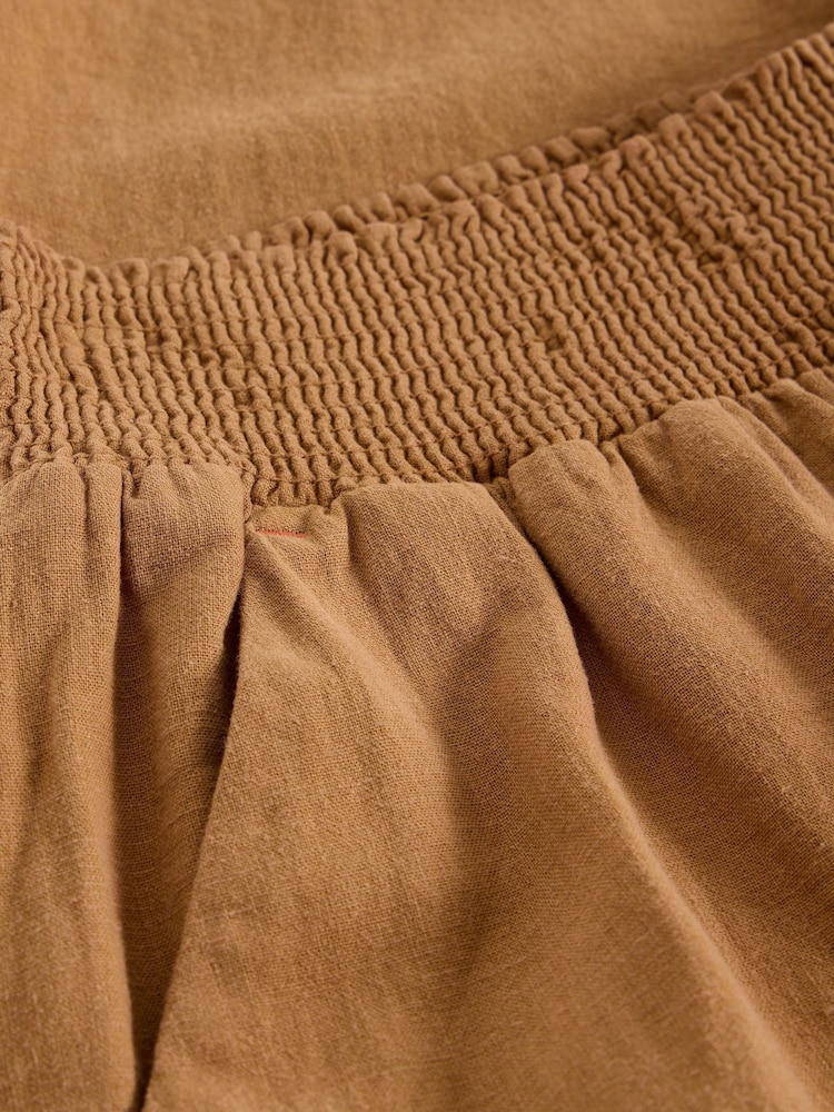White Stuff Brown Shelly Linen Blend Culotte Trousers - Image 6 of 6