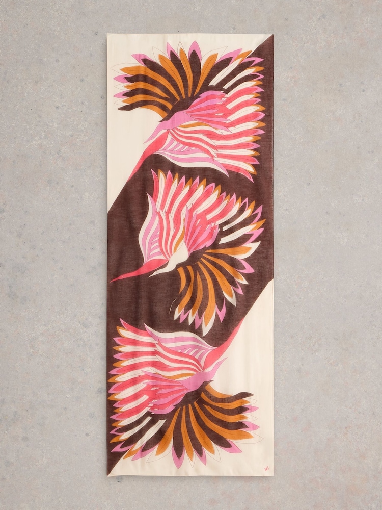 White Stuff White Sundance Bird Printed Scarf - Image 2 of 3