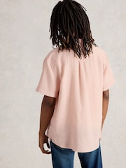 White Stuff Pink Keswick Short Sleeve 100% Linen Shirt - Image 2 of 6