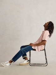 White Stuff Pink Keswick Short Sleeve 100% Linen Shirt - Image 3 of 6