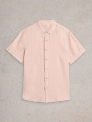 White Stuff Pink Keswick Short Sleeve 100% Linen Shirt - Image 5 of 6