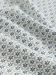 White Stuff Blue 100% Cotton Geo Printed Polo Shirt - Image 6 of 6