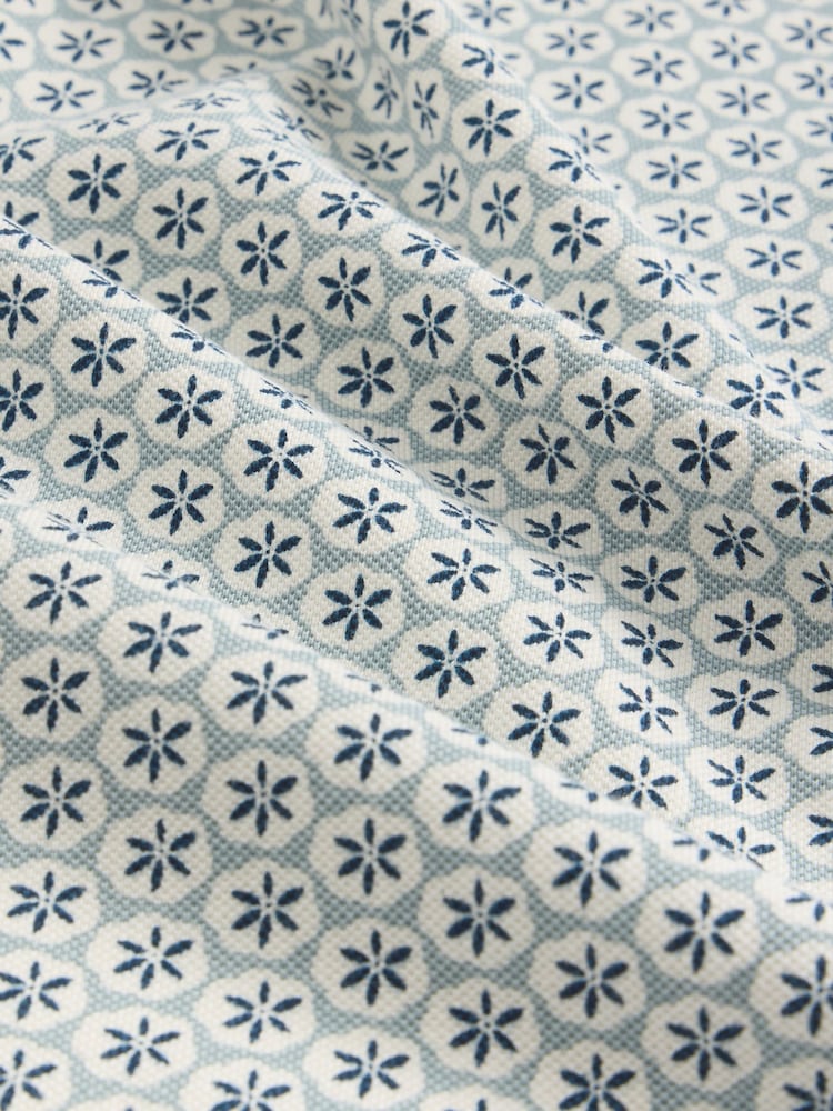 White Stuff Blue 100% Cotton Geo Printed Polo Shirt - Image 6 of 6