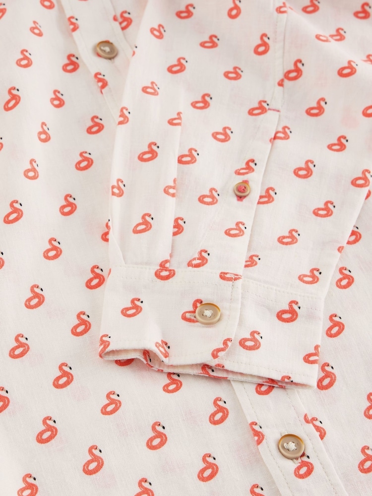 White Stuff Cream Flamingo Print Shirt - Image 7 of 7