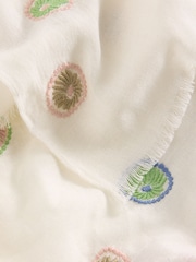 White Stuff White Embroidered Scarf - Image 2 of 3
