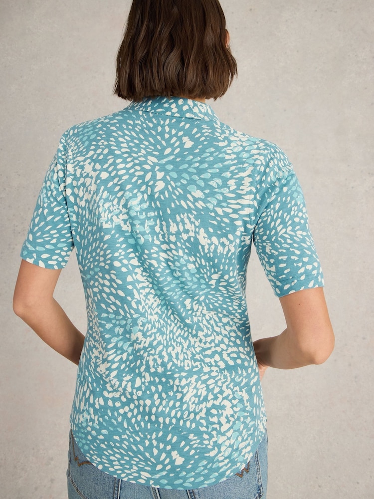 White Stuff Blue Annie Short Sleeve 100% Cotton Jersey Shirt - Image 2 of 6
