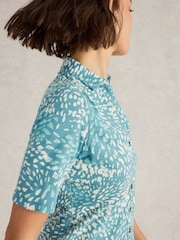 White Stuff Blue Annie Short Sleeve 100% Cotton Jersey Shirt - Image 4 of 6