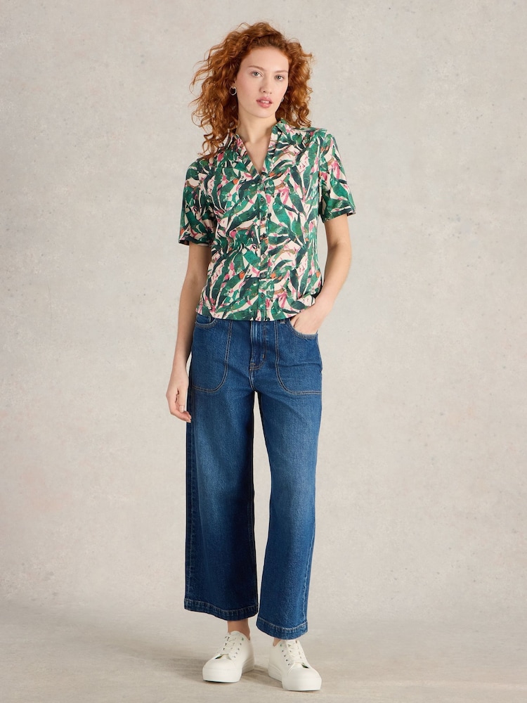 White Stuff Green Annie Short Sleeve 100% Cotton Jersey Shirt - Image 1 of 6