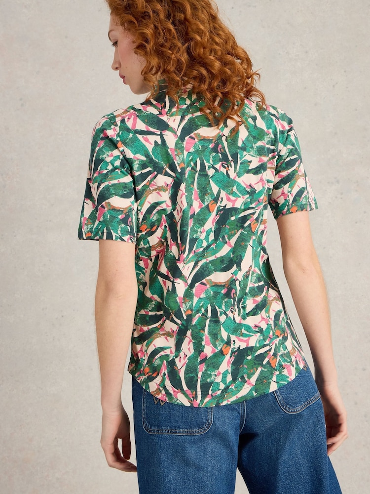 White Stuff Green Annie Short Sleeve 100% Cotton Jersey Shirt - Image 2 of 6