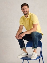 White Stuff Yellow Utility Polo 100% Cotton Shirt - Image 3 of 6