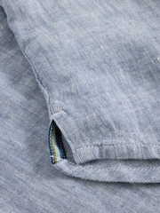 White Stuff Blue Keswick Short Sleeve 100% Linen Shirt - Image 6 of 6