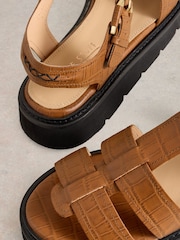White Stuff Brown Rose Leather Sandals - Image 4 of 4