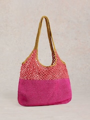 White Stuff Pink Christe Crochet Shopper Bag - Image 3 of 4