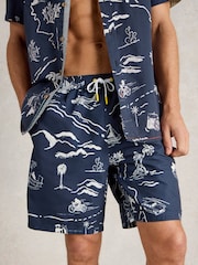 White Stuff Blue Map Print Volley Swim Shorts - Image 2 of 6