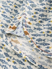 White Stuff Blue Hayle Fish Printed 100% Organic Cotton Shirt - Image 6 of 6