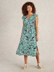 White Stuff Blue Freya Channel 100% Cotton Beach Dress - Image 3 of 6