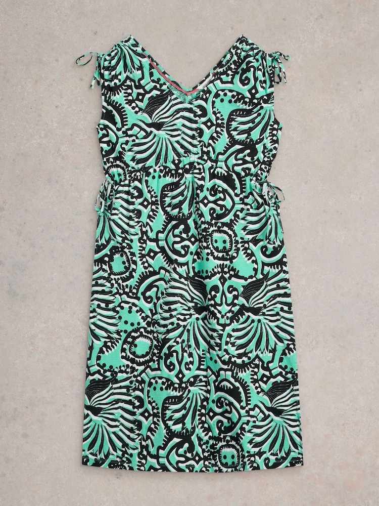 White Stuff Blue Freya Channel 100% Cotton Beach Dress - Image 5 of 6