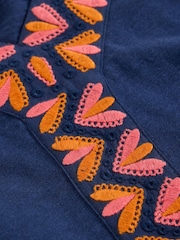 White Stuff Blue Neva Embroidered Top - Image 6 of 6