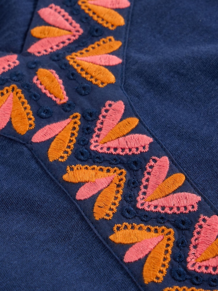 White Stuff Blue Neva Embroidered Top - Image 6 of 6
