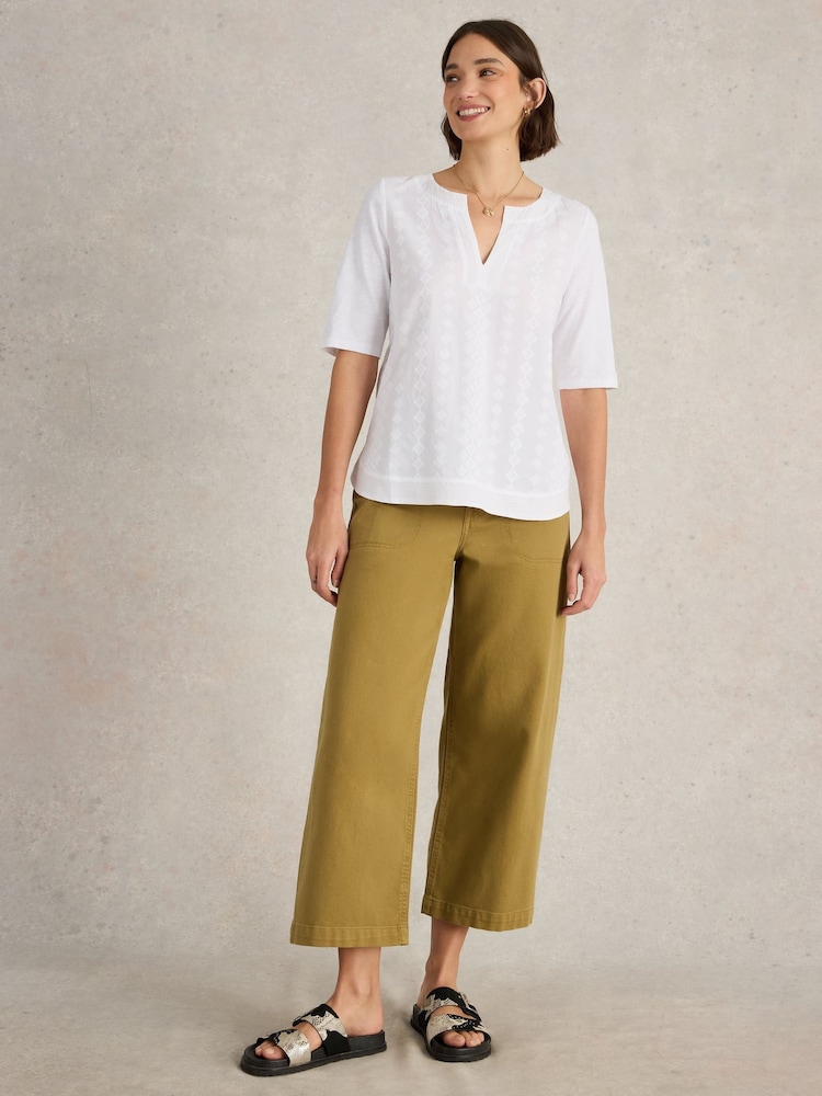 White Stuff Weaver Notch Neck 100% Organic Cotton Top - Imagen 1 de 6