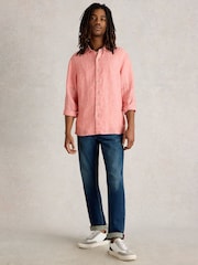 White Stuff Pink Keswick Long Sleeve 100% Linen Shirt - Image 1 of 6