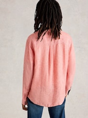 White Stuff Pink Keswick Long Sleeve 100% Linen Shirt - Image 2 of 6