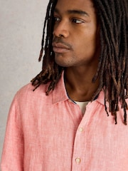 White Stuff Pink Keswick Long Sleeve 100% Linen Shirt - Image 4 of 6