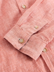 White Stuff Pink Keswick Long Sleeve 100% Linen Shirt - Image 6 of 6