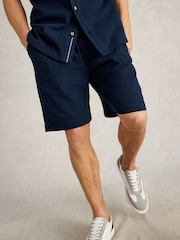 White Stuff Blue Rib Jersey 100% Cotton Shorts - Image 1 of 6
