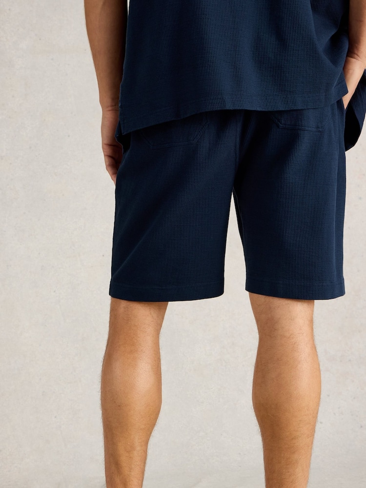 White Stuff Blue Rib Jersey 100% Cotton Shorts - Image 2 of 6