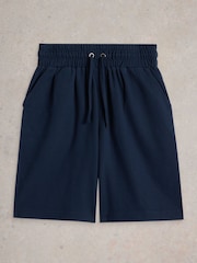 White Stuff Blue Rib Jersey 100% Cotton Shorts - Image 5 of 6